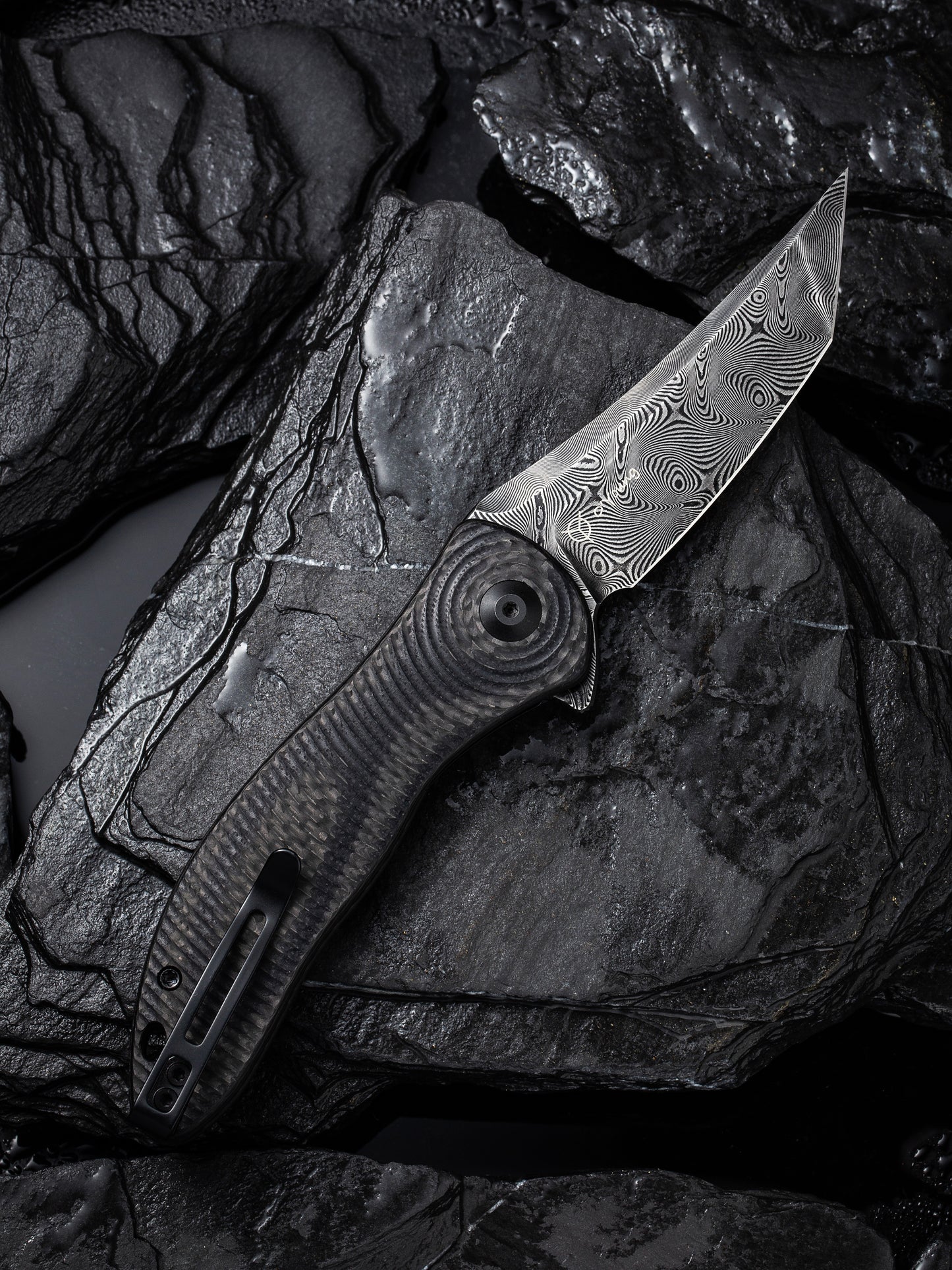 Civivi Synergy 3 Tanto 3.24" Damascus G10 Twill Carbon Fiber Folding Knife by Jim O'Young C20075B-DS1