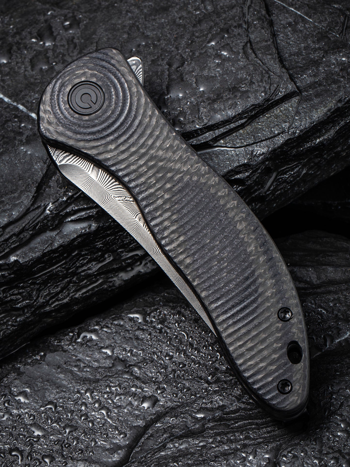 Civivi Synergy 3 Tanto 3.24" Damascus G10 Twill Carbon Fiber Folding Knife by Jim O'Young C20075B-DS1