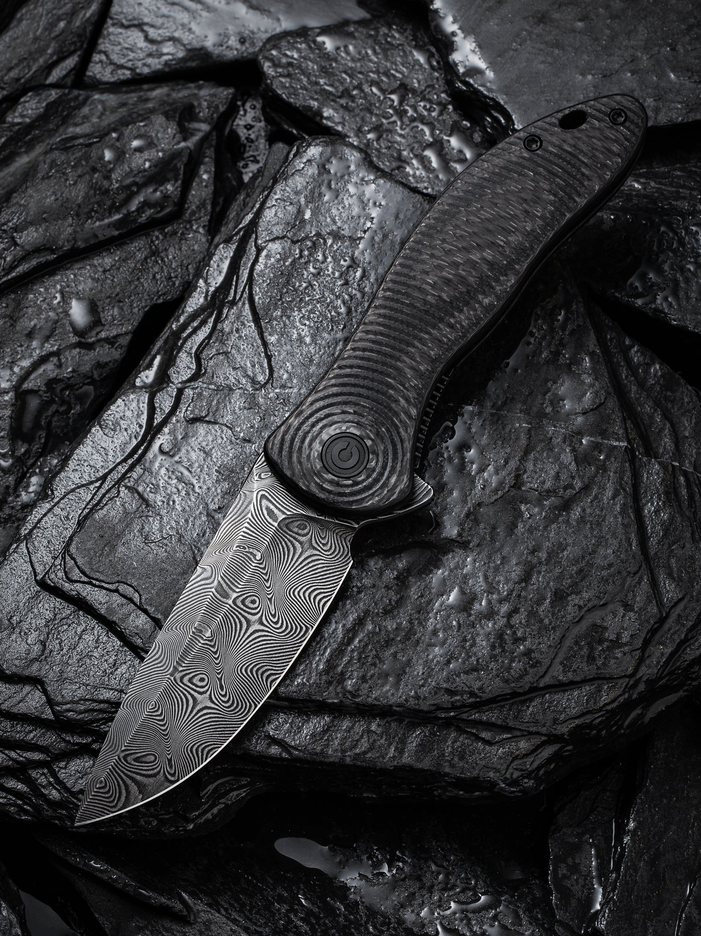 Civivi Synergy 3 3.24" Damascus G10 Twill Carbon Fiber Folding Knife by Jim O'Young C20075D-DS1