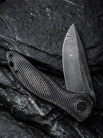Civivi Synergy 3 3.24" Damascus G10 Twill Carbon Fiber Folding Knife by Jim O'Young C20075D-DS1