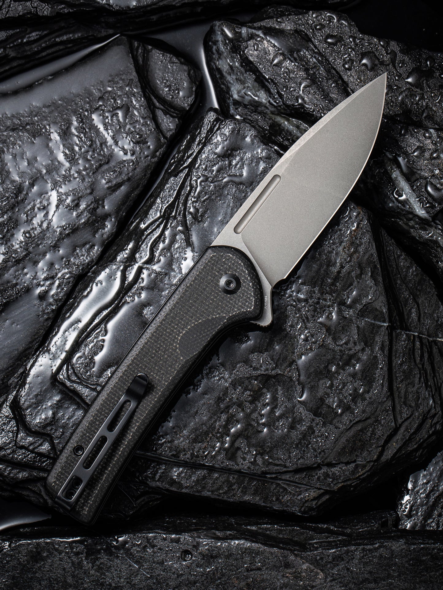 Civivi Conspirator 3.48" Nitro-V Black Micarta Button Lock Folding Knife C21006-1