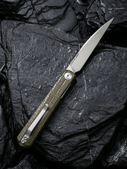 Civivi Clavi 3.06" Nitro-V Green Burlap Micarta Folding Knife by Ostap Hel C21019-3