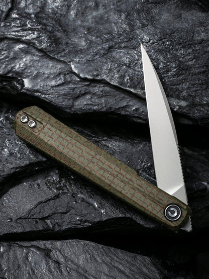 Civivi Clavi 3.06" Nitro-V Green Burlap Micarta Folding Knife by Ostap Hel C21019-3