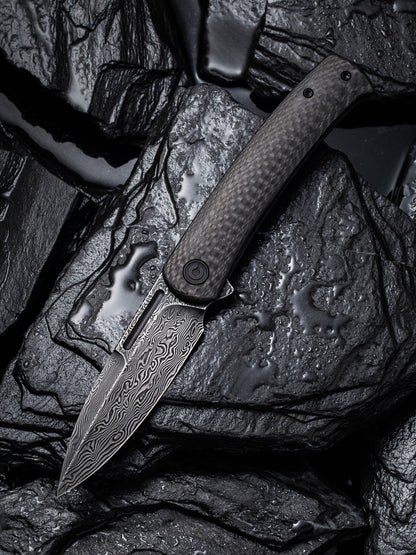 Civivi Cetos 3.48" Black Damascus Twill Carbon Fiber Folding Knife C21025B-DS1