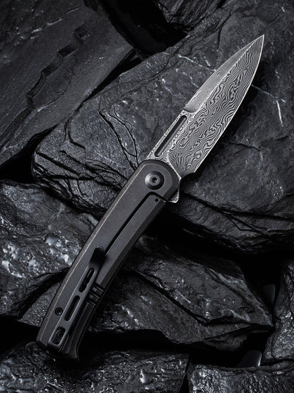 Civivi Cetos 3.48" Black Damascus Twill Carbon Fiber Folding Knife C21025B-DS1