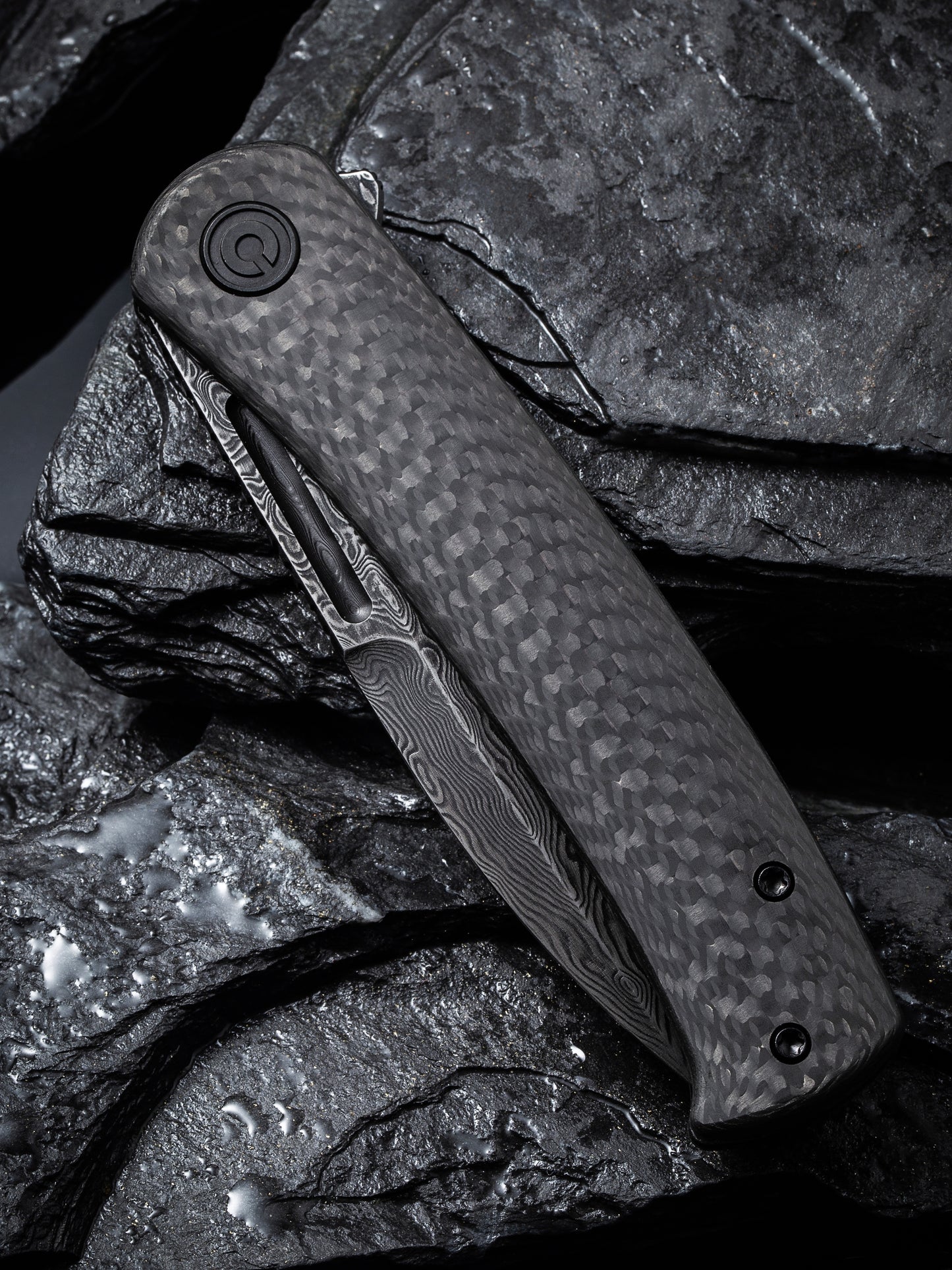 Civivi Cetos 3.48" Black Damascus Twill Carbon Fiber Folding Knife C21025B-DS1