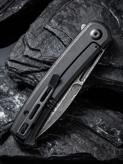 Civivi Cetos 3.48" Black Damascus Twill Carbon Fiber Folding Knife C21025B-DS1