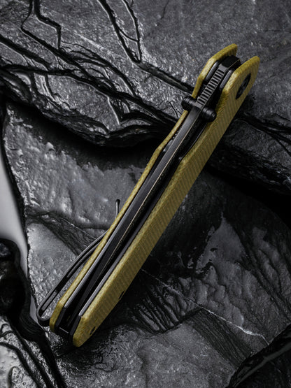 Civivi Brazen 3.46" Black Damascus Olive Green Micarta Folding Knife C2102DS-2