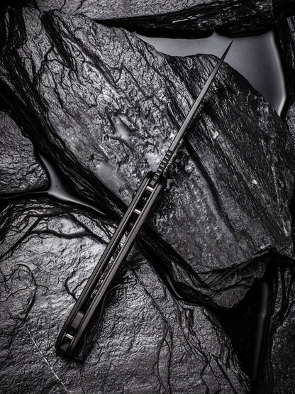 Civivi Elementum Button Lock 3.47" Black Damascus Marbled Carbon Fiber Folding Knife C2103DS-3