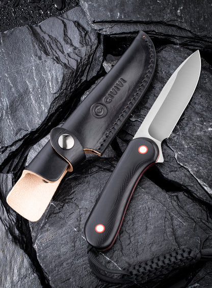 Civivi Fixed Blade Elementum 3.98" 10Cr15CoMoV G10 Knife with Leather Sheath C2104A