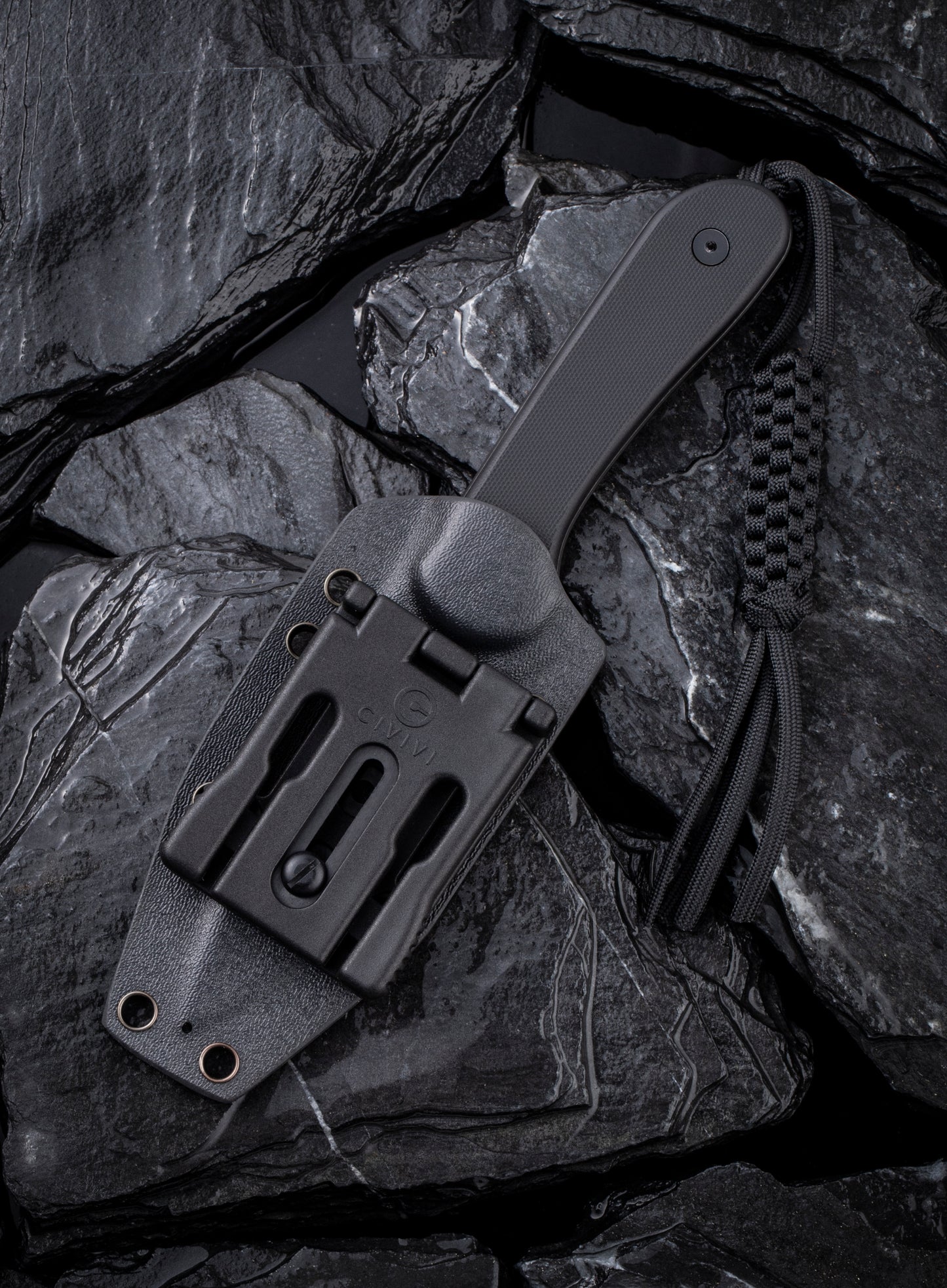 Civivi Fixed Blade Elementum Black 3.98" D2 G10 Knife with Kydex Sheath C2105A