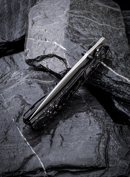 Civivi Imperium 3.47" Nitro-V Carbon Fiber Silver Shred Front-Flipper Folding Knife C2106B