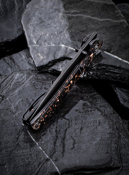Civivi Imperium 3.47" Nitro-V Black Carbon Fiber Copper Shred Front-Flipper Folding Knife C2106C