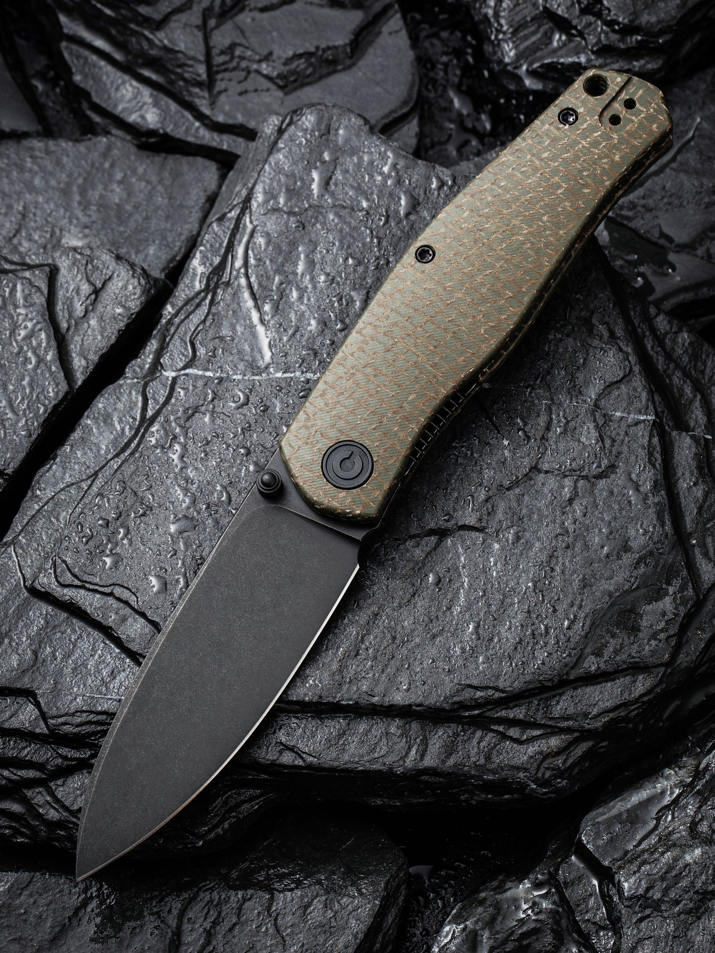 Civivi Sokoke 3.35" Black 14C28N Green Burlap Micarta Folding Knife by Ray Laconico C22007-2