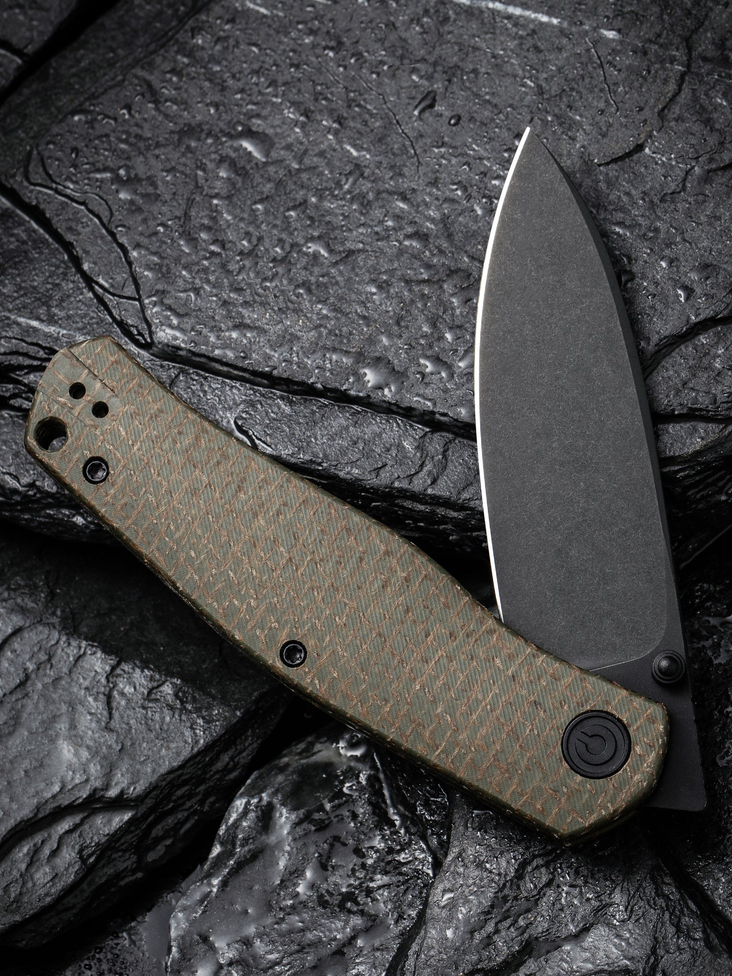 Civivi Sokoke 3.35" Black 14C28N Green Burlap Micarta Folding Knife by Ray Laconico C22007-2