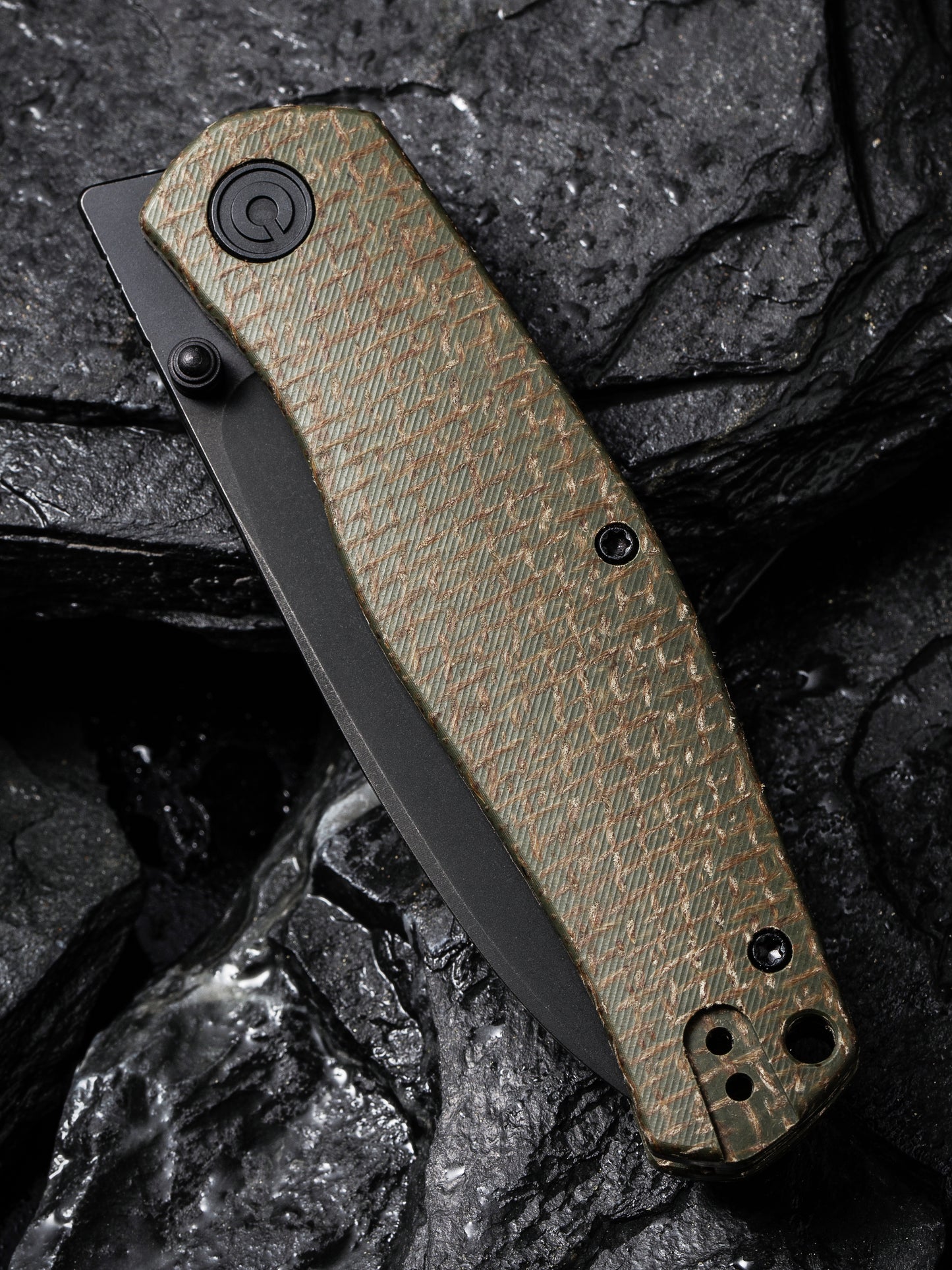 Civivi Sokoke 3.35" Black 14C28N Green Burlap Micarta Folding Knife by Ray Laconico C22007-2