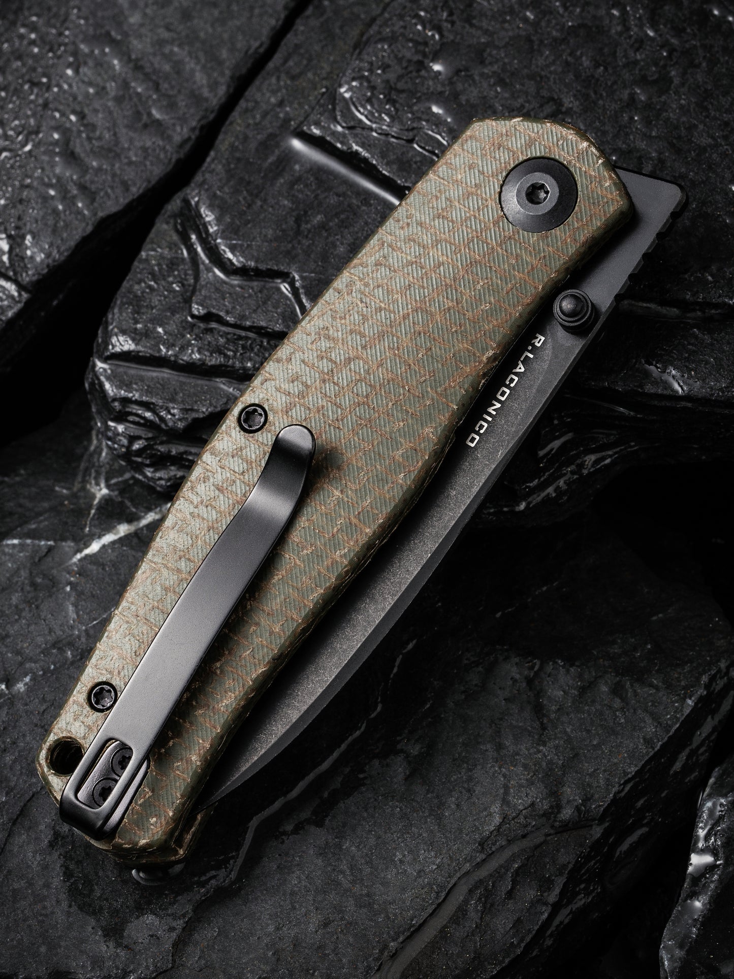 Civivi Sokoke 3.35" Black 14C28N Green Burlap Micarta Folding Knife by Ray Laconico C22007-2