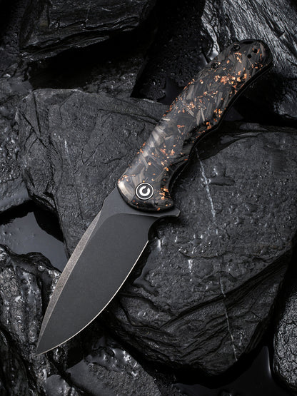 Civivi Praxis 3.75" Black 9Cr18MoV Shredded Carbon Fiber And Copper Shred Folding Knife C803I