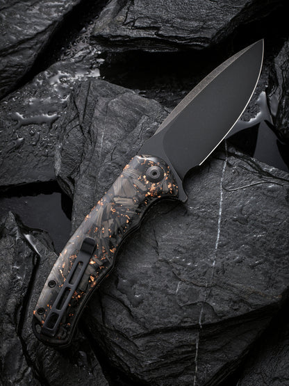 Civivi Praxis 3.75" Black 9Cr18MoV Shredded Carbon Fiber And Copper Shred Folding Knife C803I
