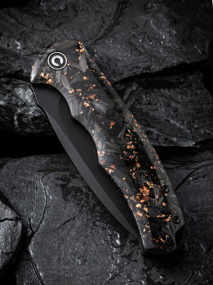 Civivi Praxis 3.75" Black 9Cr18MoV Shredded Carbon Fiber And Copper Shred Folding Knife C803I