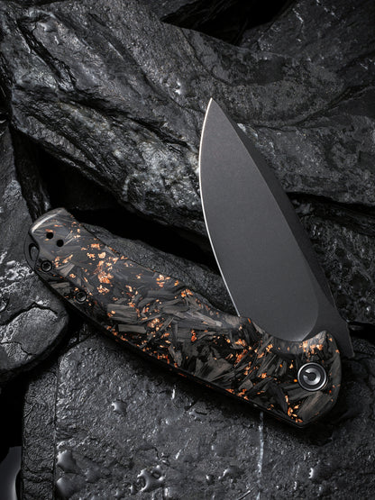 Civivi Praxis 3.75" Black 9Cr18MoV Shredded Carbon Fiber And Copper Shred Folding Knife C803I