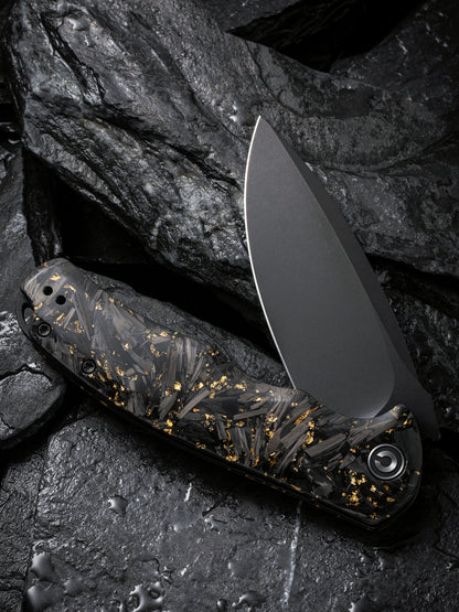 Civivi Praxis 3.75" Black 9Cr18MoV Shredded Carbon Fiber And Golden Shred Folding Knife C803J