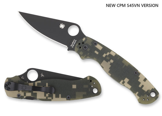 Spyderco ParaMilitary 2 Black DLC S45VN Digital Camo G-10 Folding Knife C81GPCMOBK2