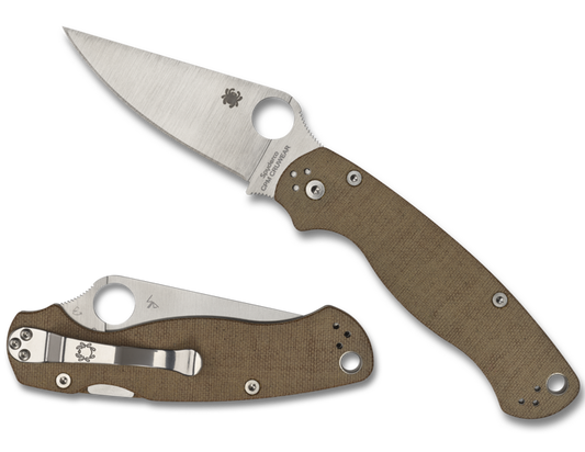 Spyderco ParaMilitary 2 3.47" CPM Cru-Wear Brown Canvas Micarta Folding Knife C81MPCW2