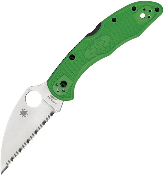 Spyderco Salt 2 Green 3" LC200N Wharncliffe Rustproof Serrated Folding Knife C88FSWCGR2