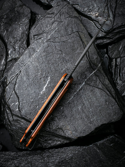 Civivi Elementum 2.96" Black Damascus Cuibourtia Wood Folding Knife C907DS-2