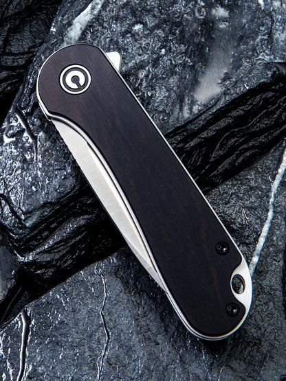 Civivi Elementum 2.96" D2 Black Ebony Wood Folding Knife C907D