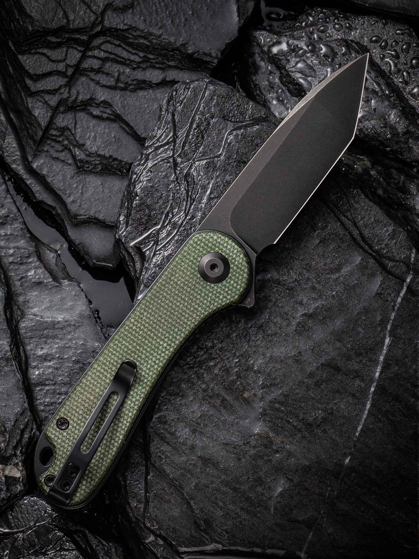 Civivi Elementum Tanto 2.96" D2 Green Micarta Folding Knife C907T-E