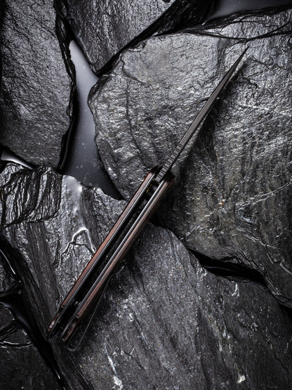 Civivi Elementum 2.96" D2 Black Stonewashed Ebony Wood Folding Knife C907W
