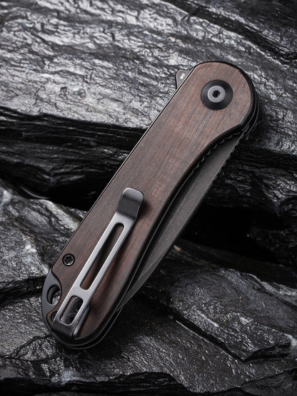 Civivi Elementum 2.96" D2 Black Stonewashed Ebony Wood Folding Knife C907W