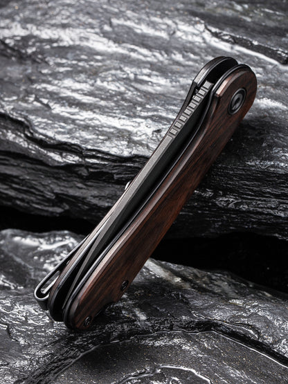 Civivi Elementum 2.96" D2 Black Stonewashed Ebony Wood Folding Knife C907W