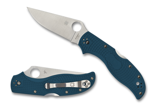 Spyderco Stretch 2 Straight Spine 3.43" K390 Blue FRN Folding Knife C90FP2K390