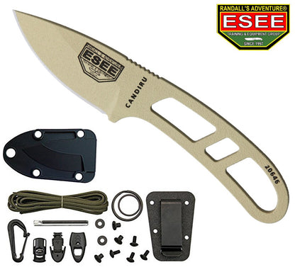 ESEE Candiru Desert Tan Compact Fixed Blade Knife with Survival Kit CAN-DE-KIT