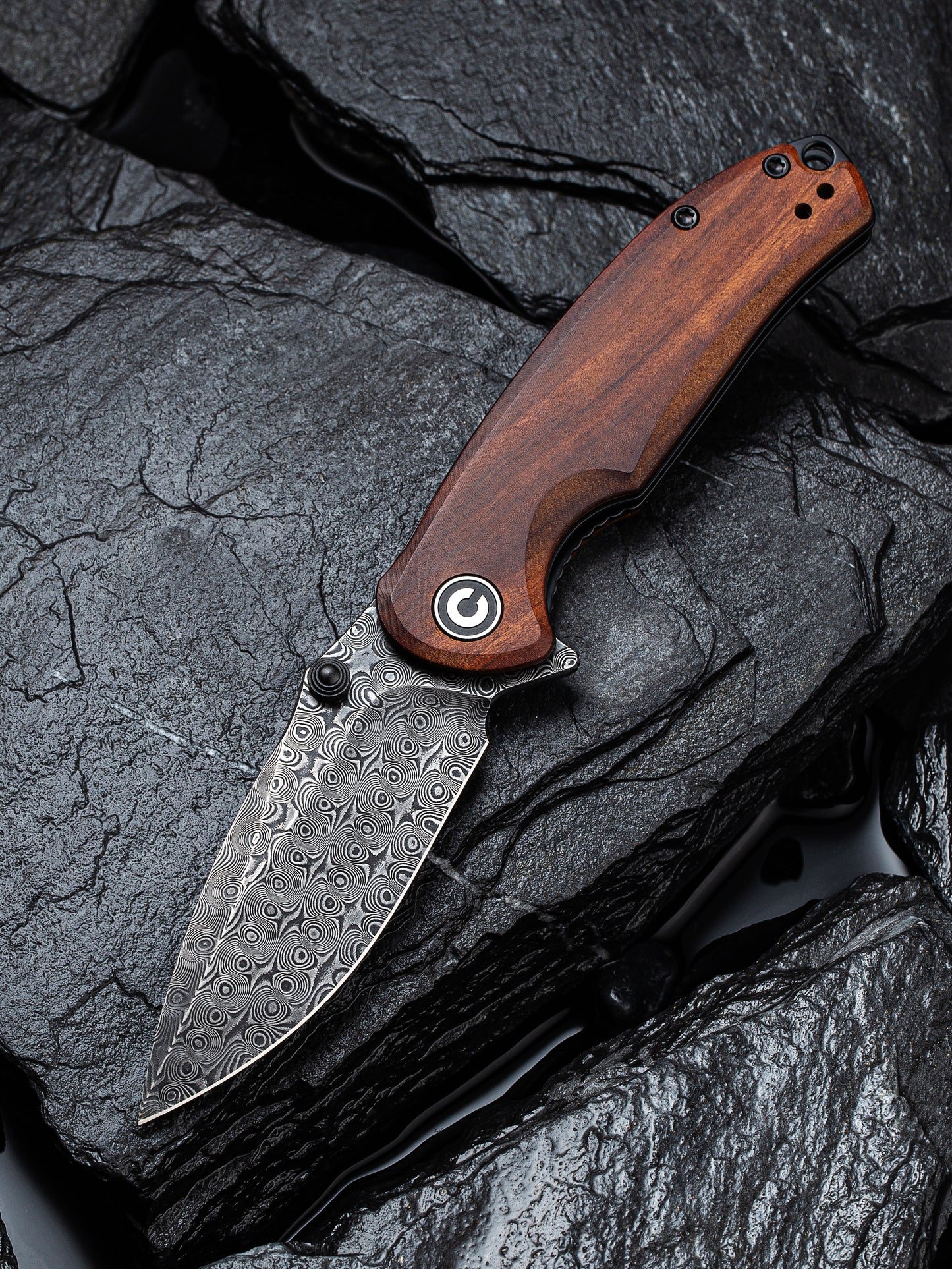 Civivi Pintail 2.98" Black Damascus Cuibourtia Wood Folding Knife C2020DS-2