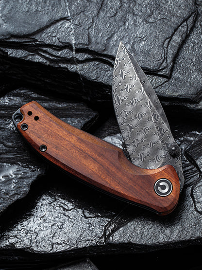 Civivi Pintail 2.98" Black Damascus Cuibourtia Wood Folding Knife C2020DS-2