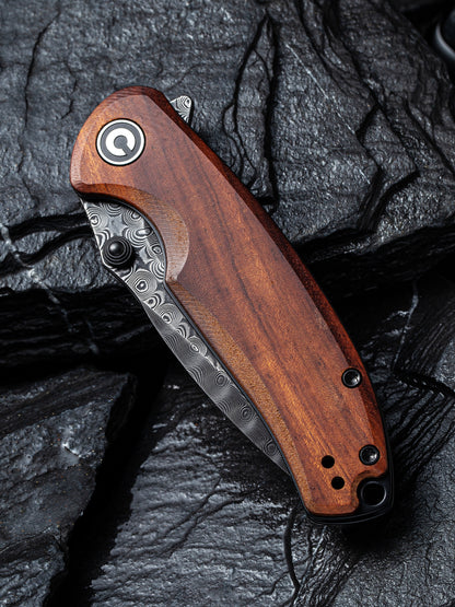 Civivi Pintail 2.98" Black Damascus Cuibourtia Wood Folding Knife C2020DS-2