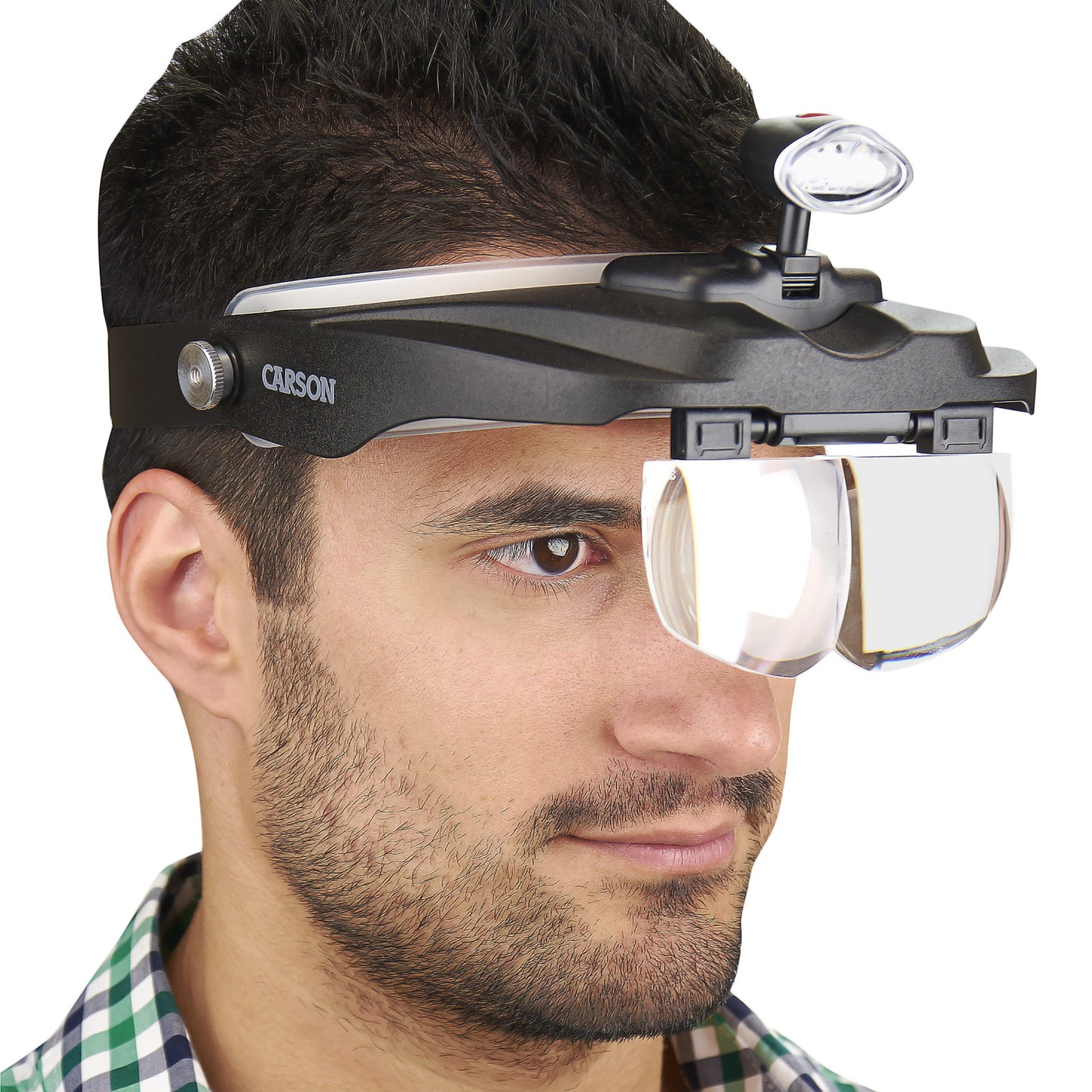 Carson PRO Series MagniVisor Deluxe Head-Worn LED Lighted Magnifier with 4 Lenses CP-60