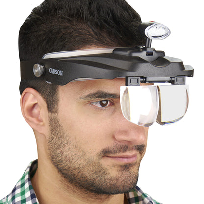 Carson PRO Series MagniVisor Deluxe Head-Worn LED Lighted Magnifier with 4 Lenses CP-60