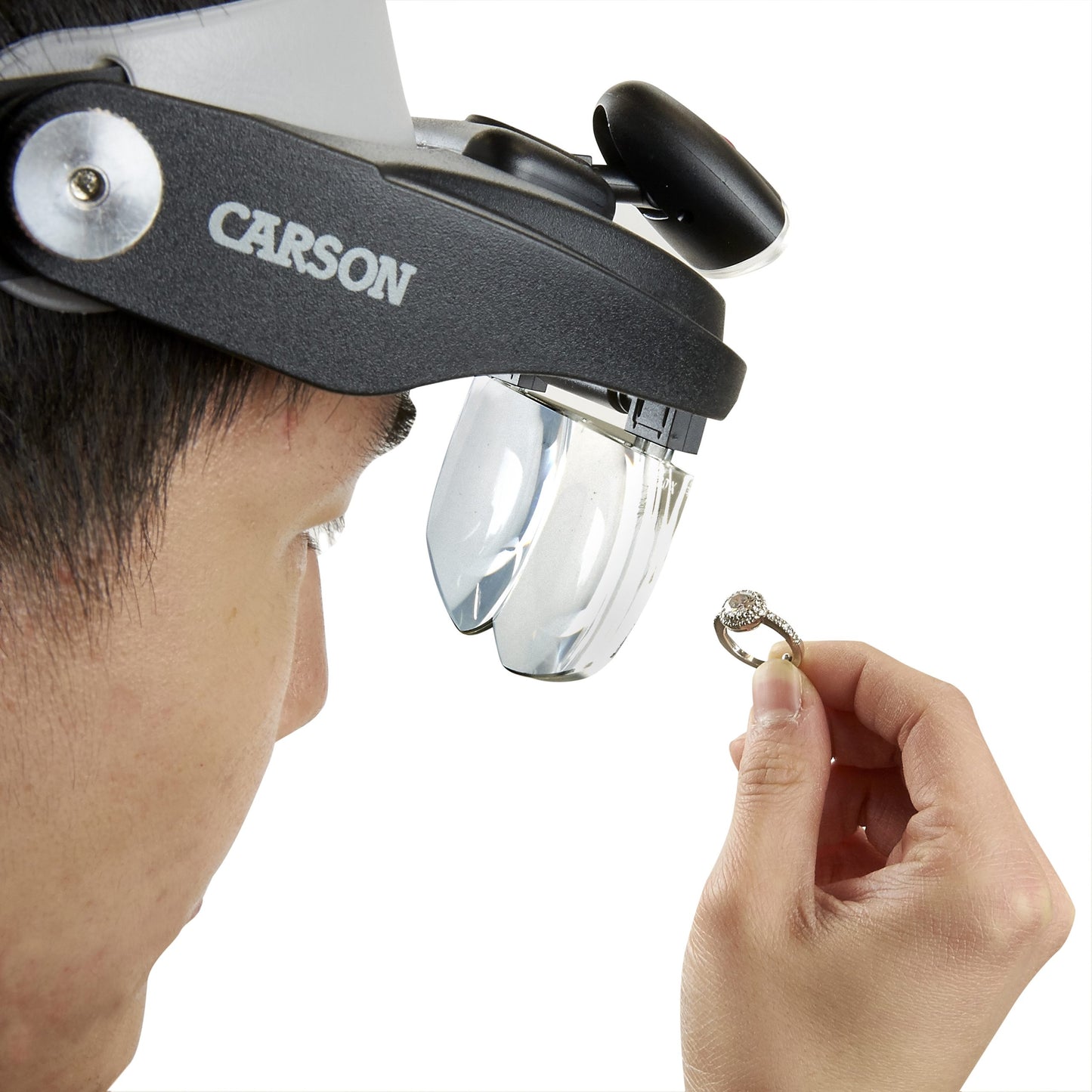 Carson PRO Series MagniVisor Deluxe Head-Worn LED Lighted Magnifier with 4 Lenses CP-60