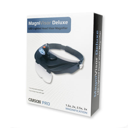 Carson PRO Series MagniVisor Deluxe Head-Worn LED Lighted Magnifier with 4 Lenses CP-60