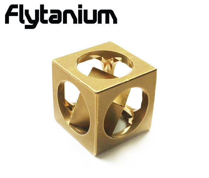 Flytanium Brass FlyCube Fidget Toy - Antique Stonewash Finish