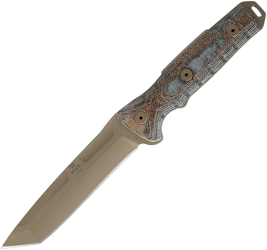 Buck GCK Tanto 5.5" 5160 Coyote Tan Cerakote Micarta Fixed Blade Knife with MOLLE Sheath 0893BRS1-B