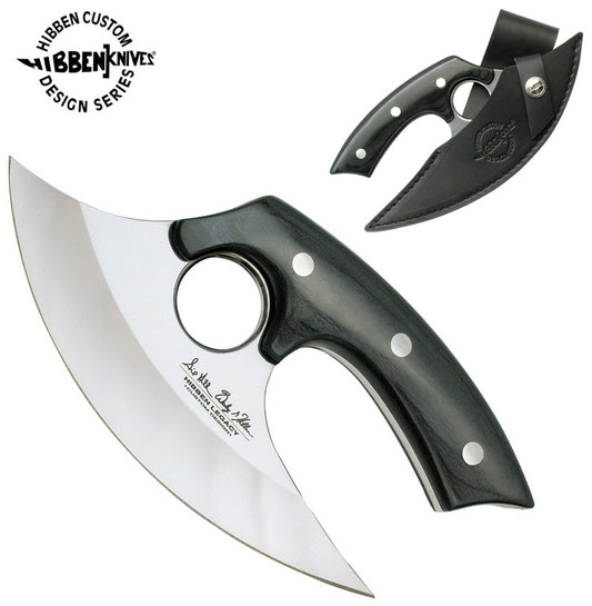 Gil Hibben Legacy Ulu 6.5" Mirror Polished Knife Pakkawood Handle and Leather Sheath GH5074