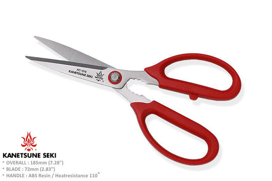 Kanetsune Kitchen Scissors with Red ABS Handle - Made in Japan KC-019