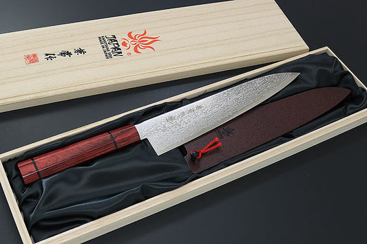 Kanetsune Minamo-Kaze Gyutou 8.26" 63-Layer Damascus San-Mai Kitchen Knife - Made in Japan KC-822
