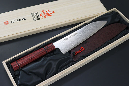 Kanetsune Minamo-Kaze Santoku 7.09" 63-Layer Damascus San-Mai Kitchen Knife - Made in Japan KC-823